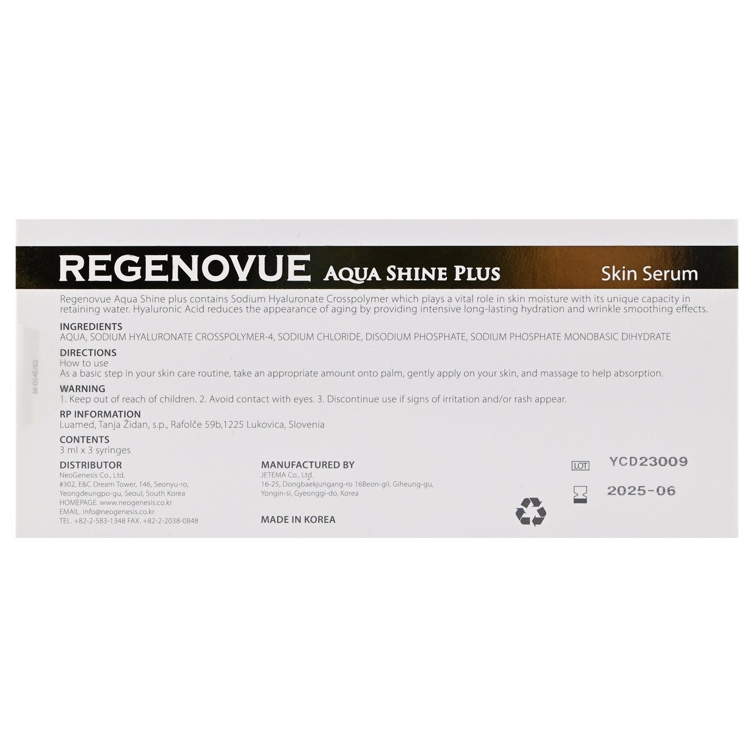 Regenovue Aqua Shine Plus - Mesoglow