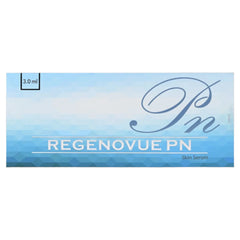 Regenovue PN skin serum packaging with blue gradient background